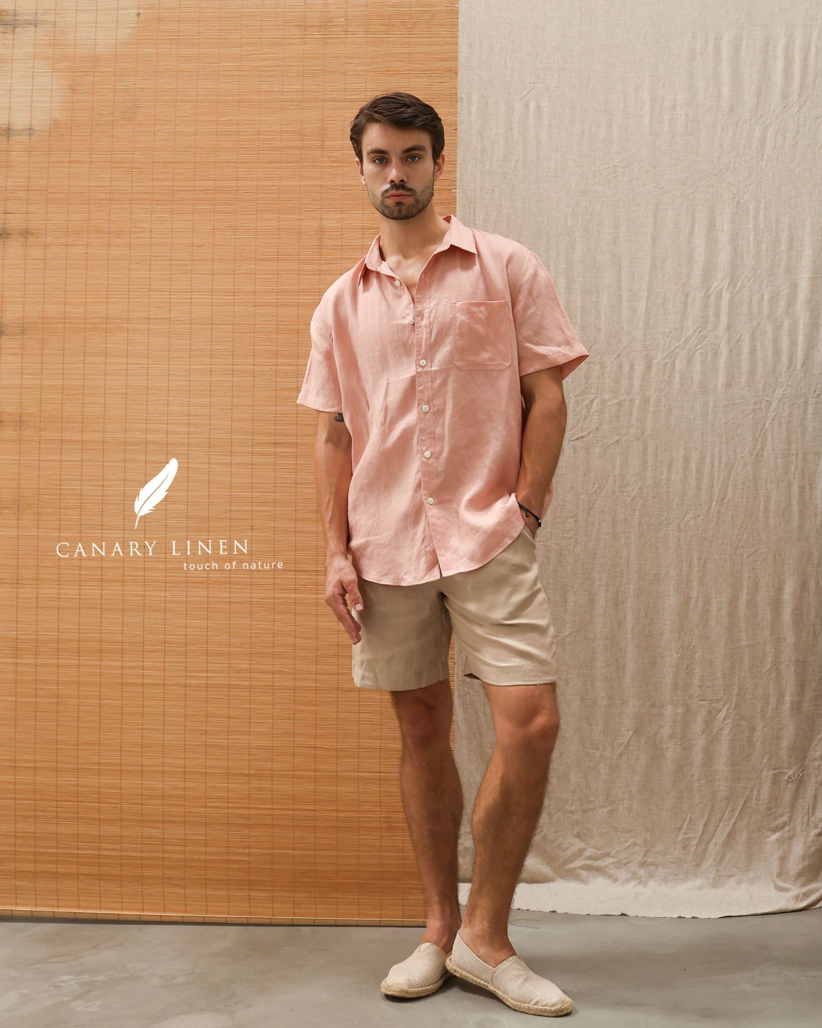  NAM - Quần shorts lưng thun cơ bản - Be 