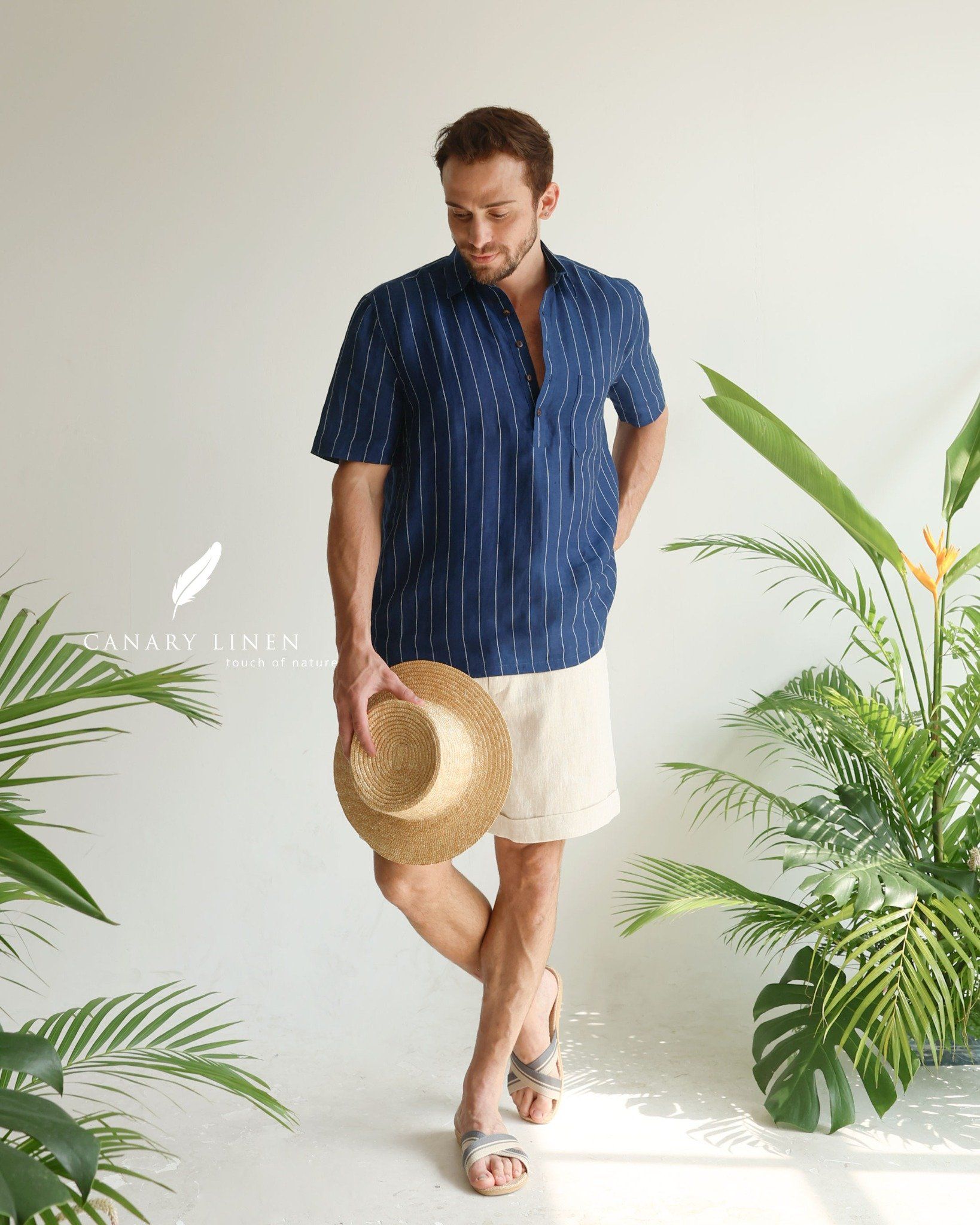  Short - Sleeve Polo Shirt - Xanh sọc 