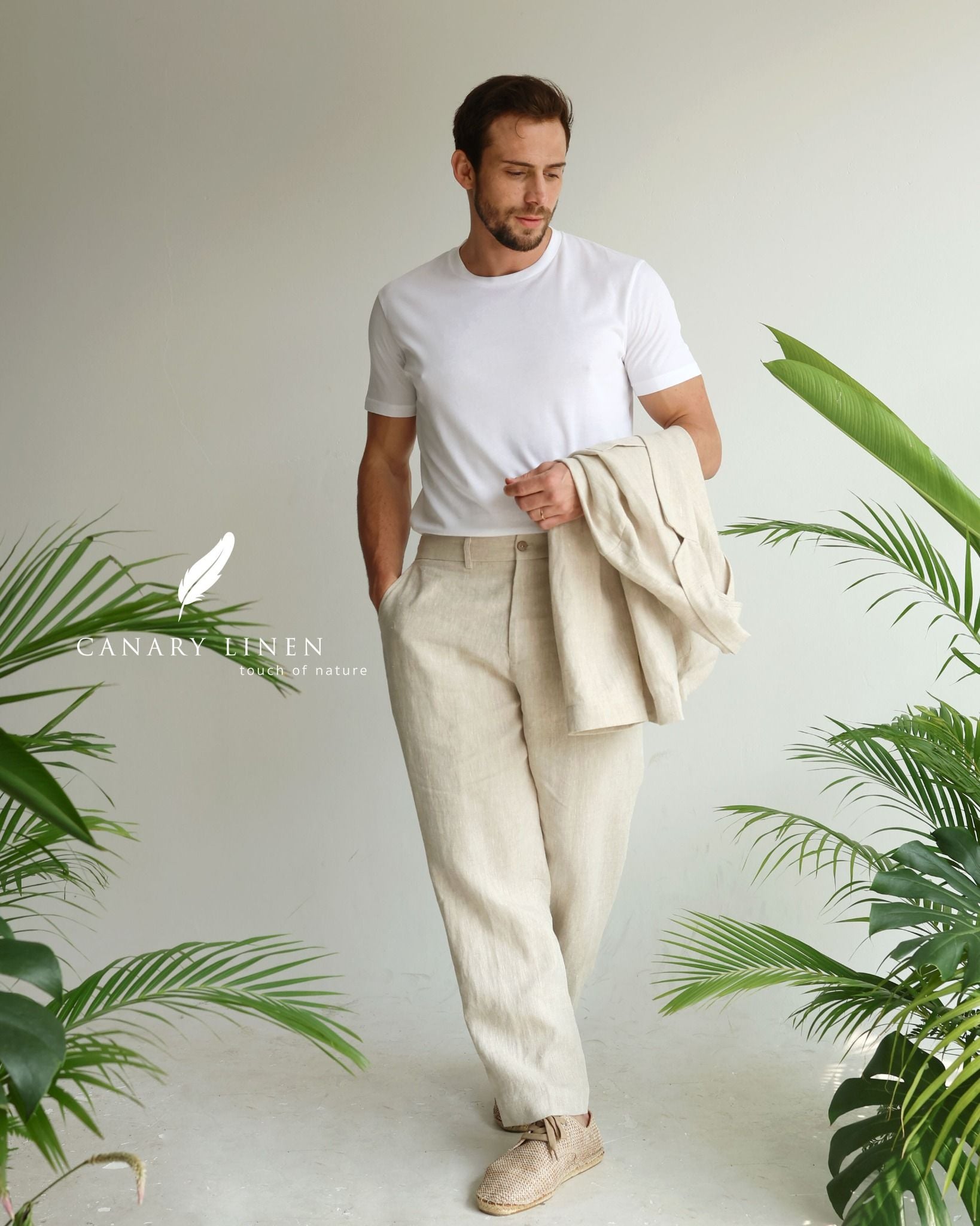  Men's Linen Stride Pants - Muối tiêu 