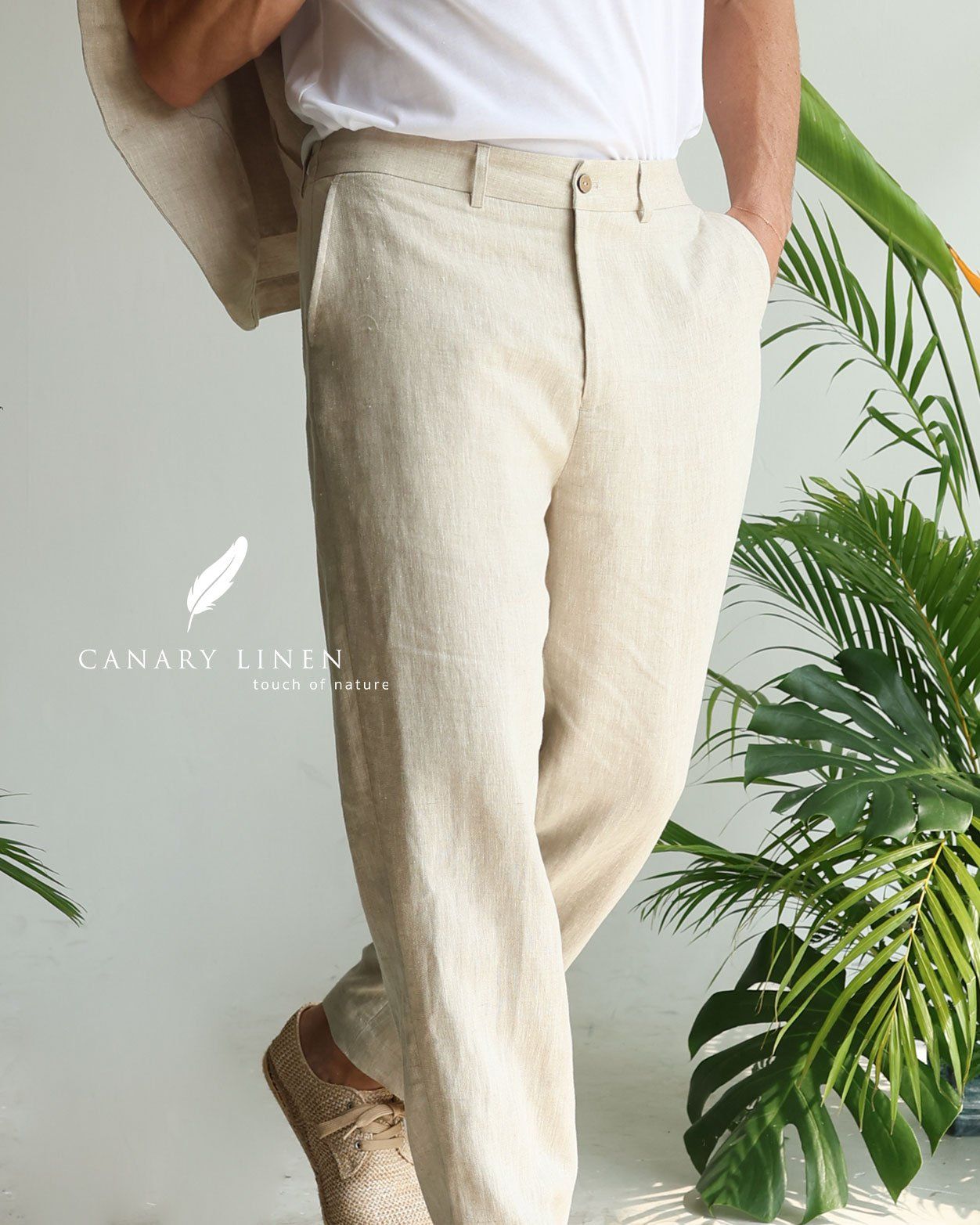  Men's Linen Stride Pants - Muối tiêu 
