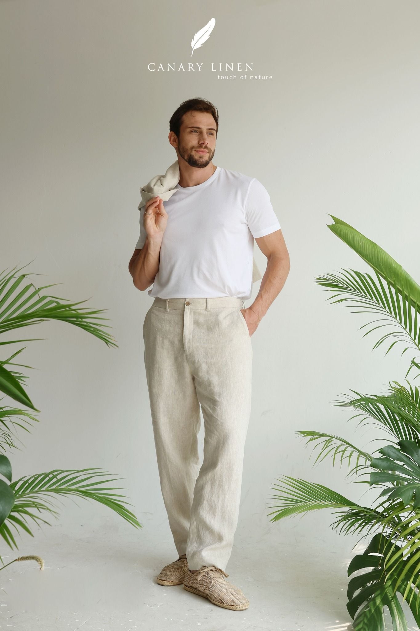  Men's Linen Stride Pants - Muối tiêu 