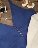  Áo 2 dây cúp ngực - Xanh cobalt 
