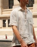  Short-Sleeve Polo Shirt - Trắng sọc 