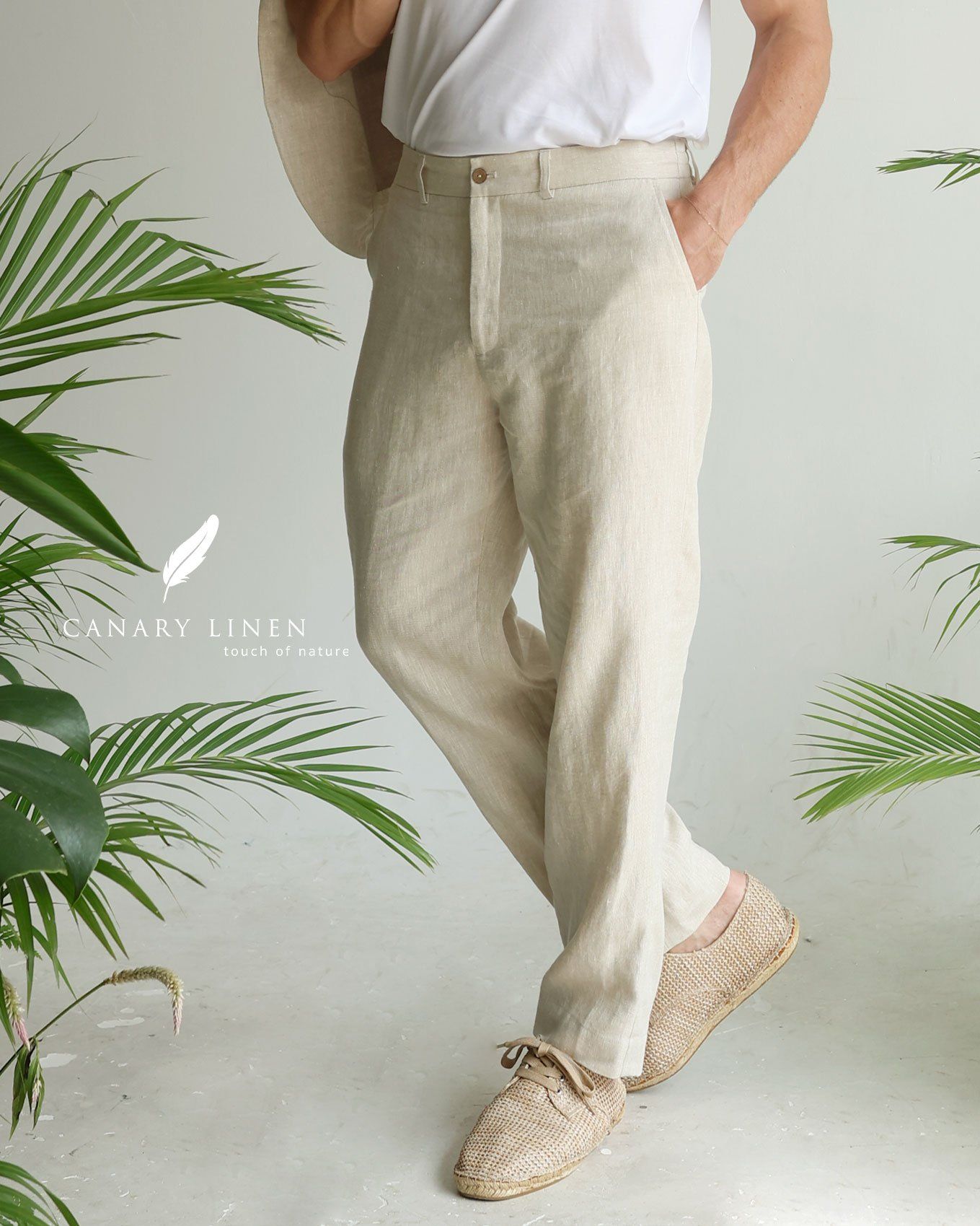  Men's Linen Stride Pants - Muối tiêu 
