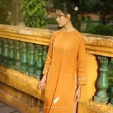  Áo dài cổ tròn - Hoa Thạch Thảo 