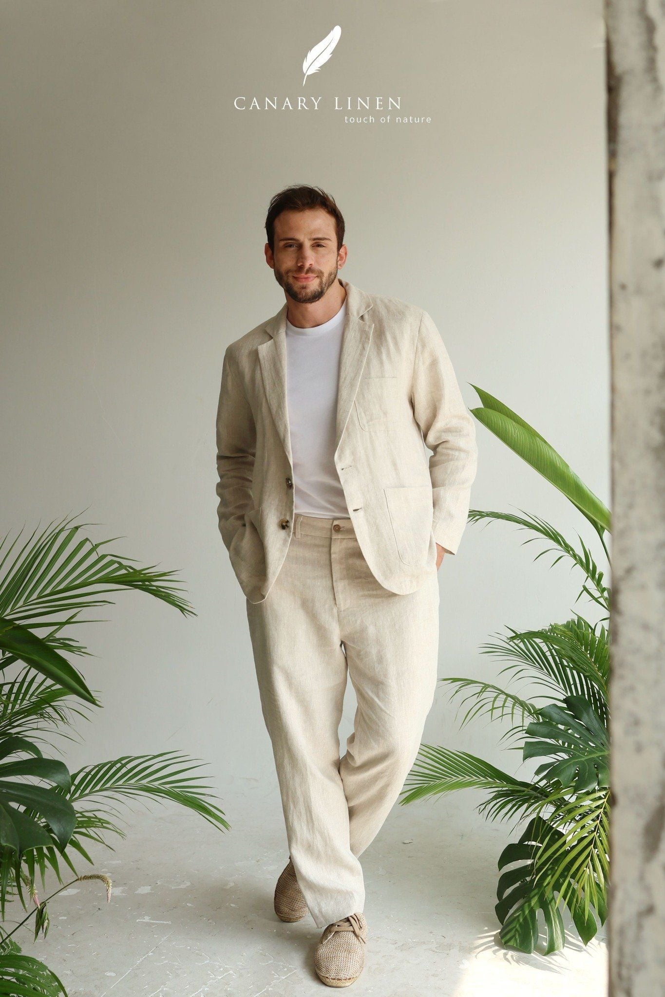  Men's Linen Stride Pants - Muối tiêu 