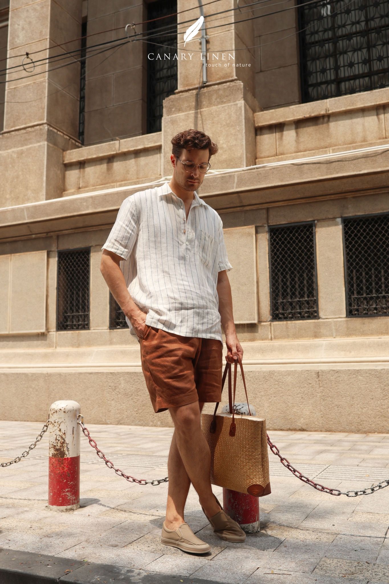  Short-Sleeve Polo Shirt - Trắng sọc 