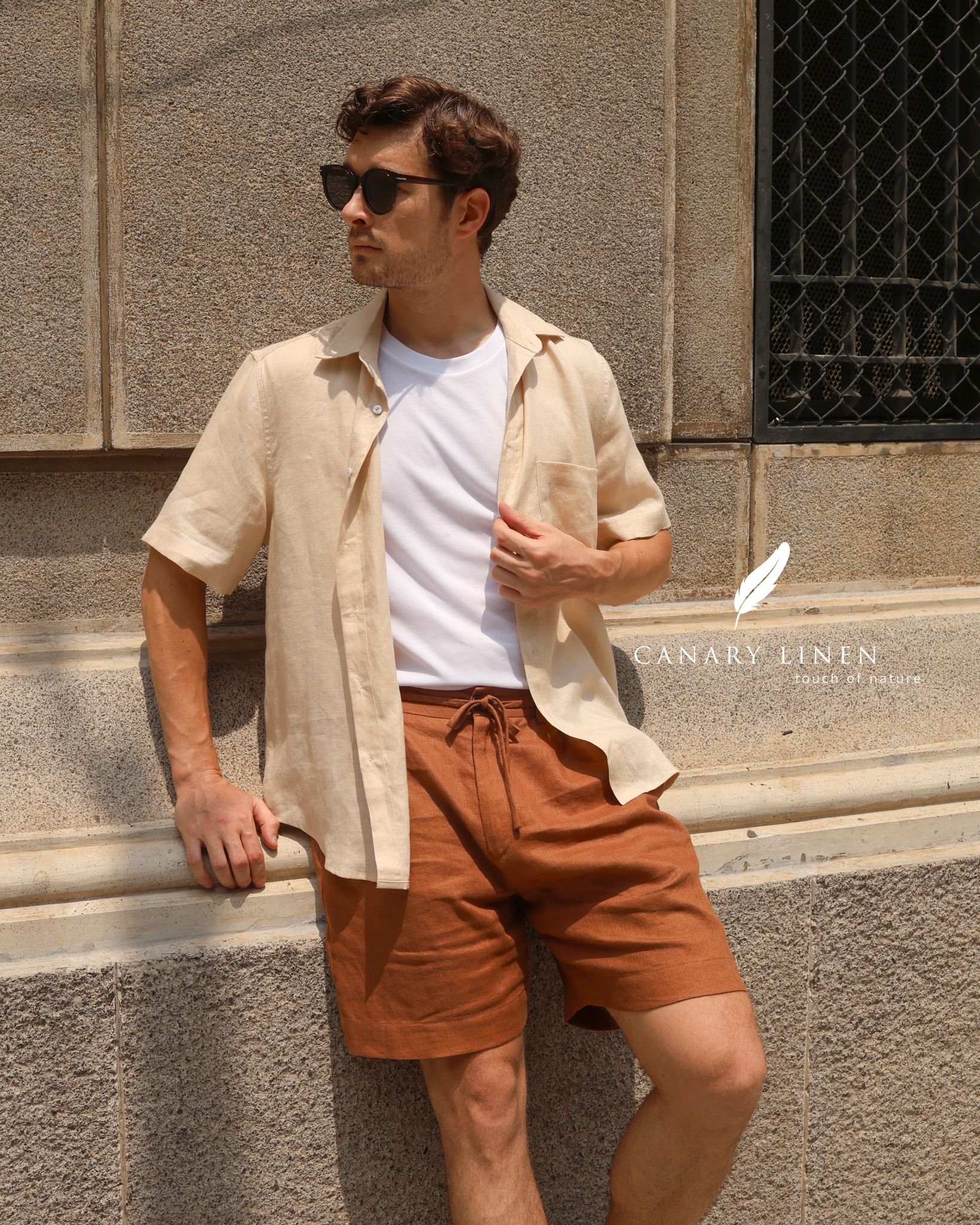  NAM - Quần shorts lưng thun cơ bản - Caramel 