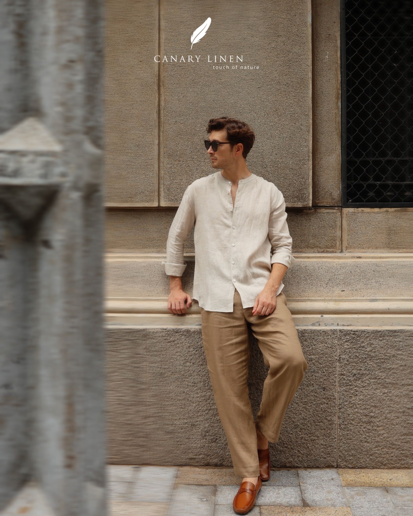  Áo sơ mi cổ trụ - Muối tiêu 