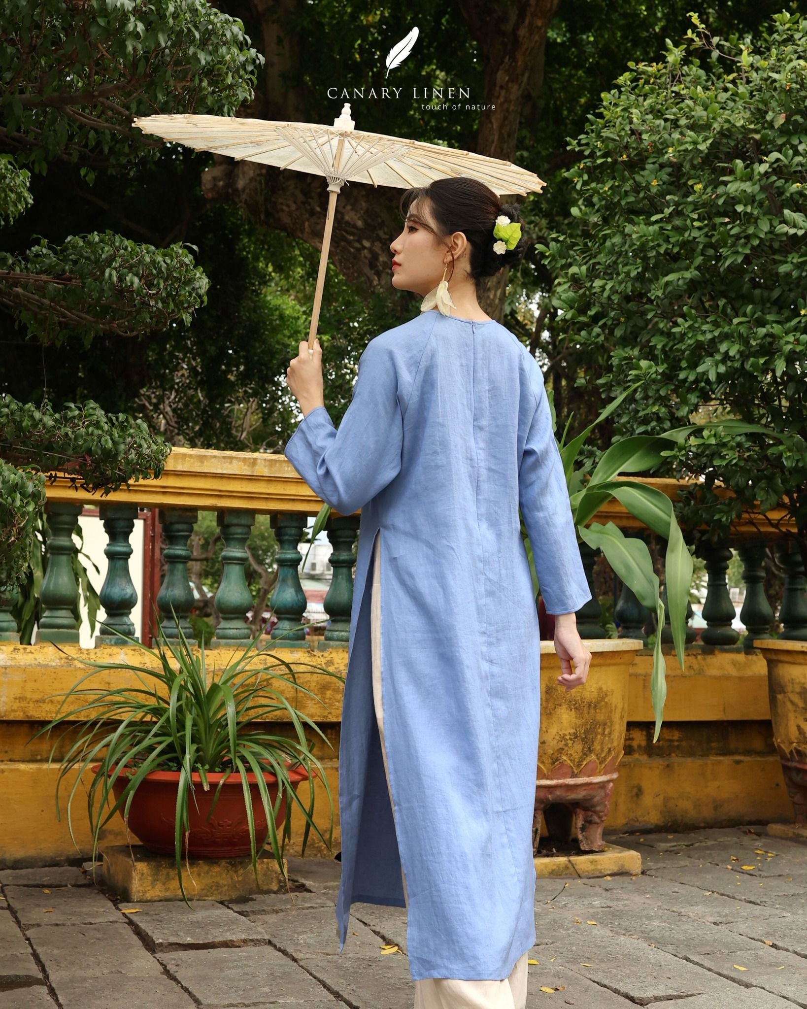  Áo dài cổ tròn - Hoa Trà 