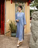  Áo dài cổ tròn - Hoa Trà 