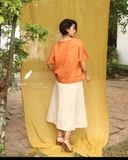  Áo cổ lọ cài nút - Cam 