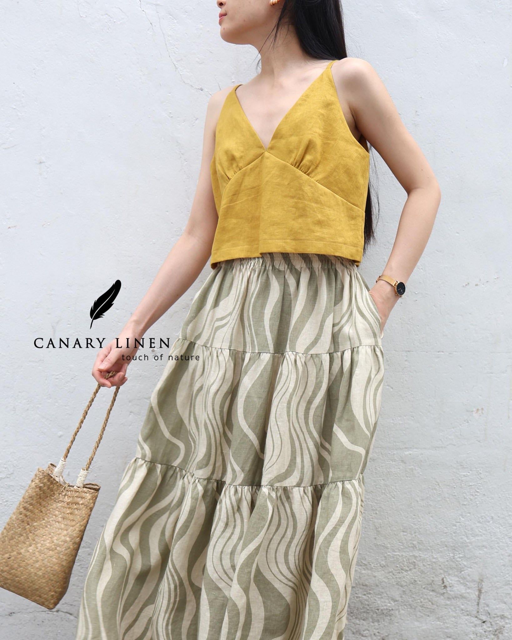  Áo 2 dây cúp ngực - Vàng dưa 