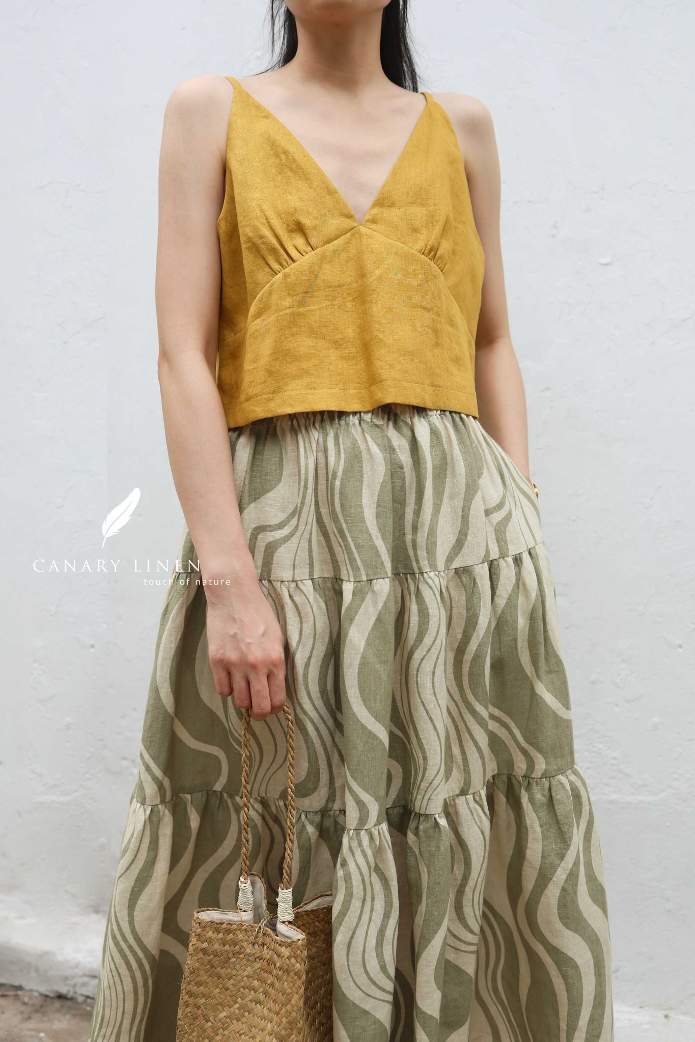  Áo 2 dây cúp ngực - Vàng dưa 