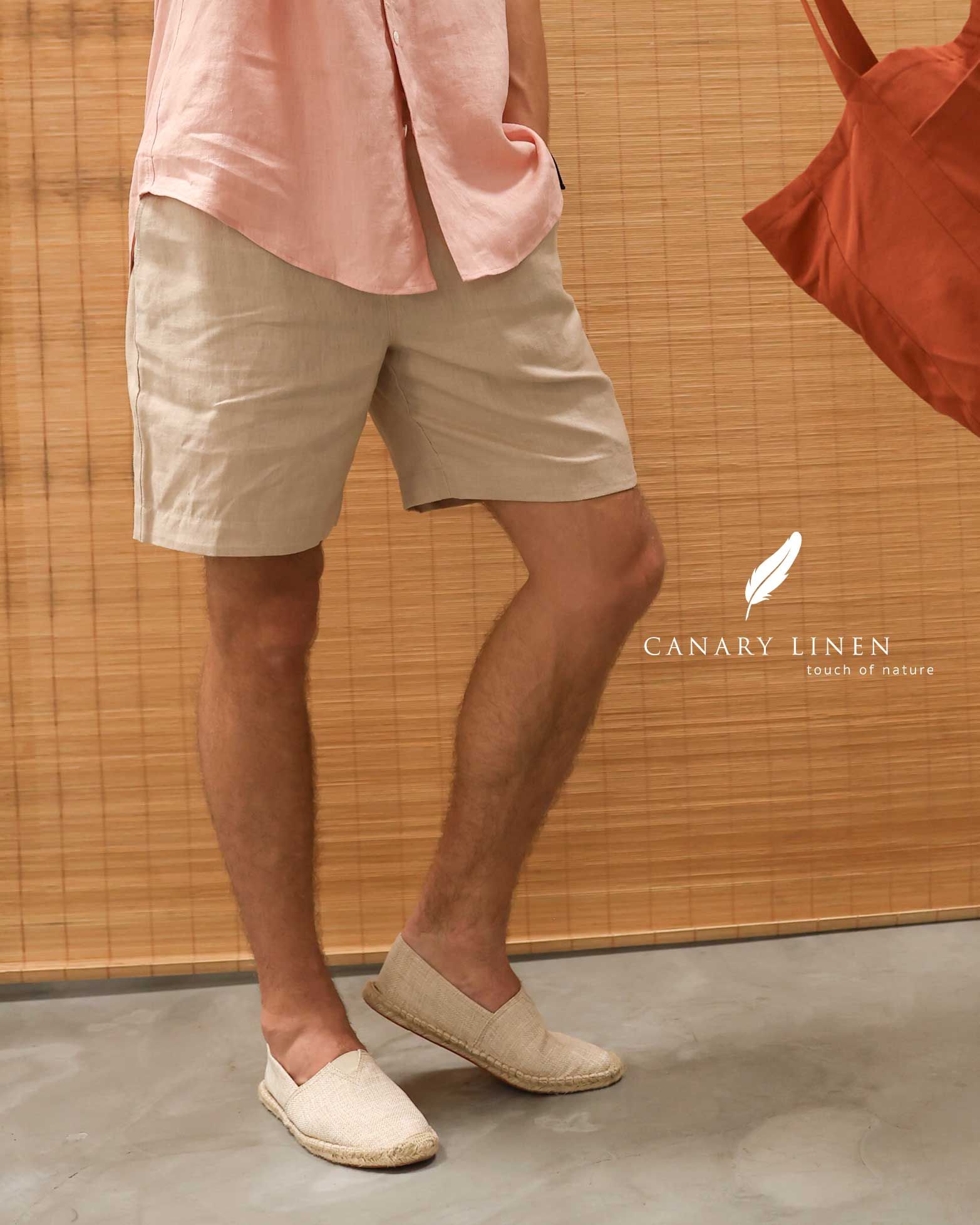  NAM - Quần shorts lưng thun cơ bản - Be 