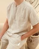  Áo cổ nẹp gài nút tay ngắn - Muối tiêu 
