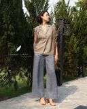  Quần ống suông gân giữa - Xám chì 