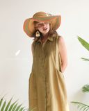  Pleat Dress - Xanh olive 