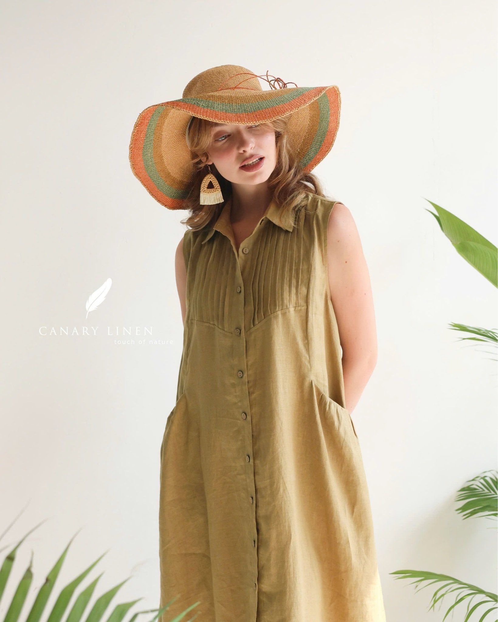 Pleat Dress - Olive nhạt 