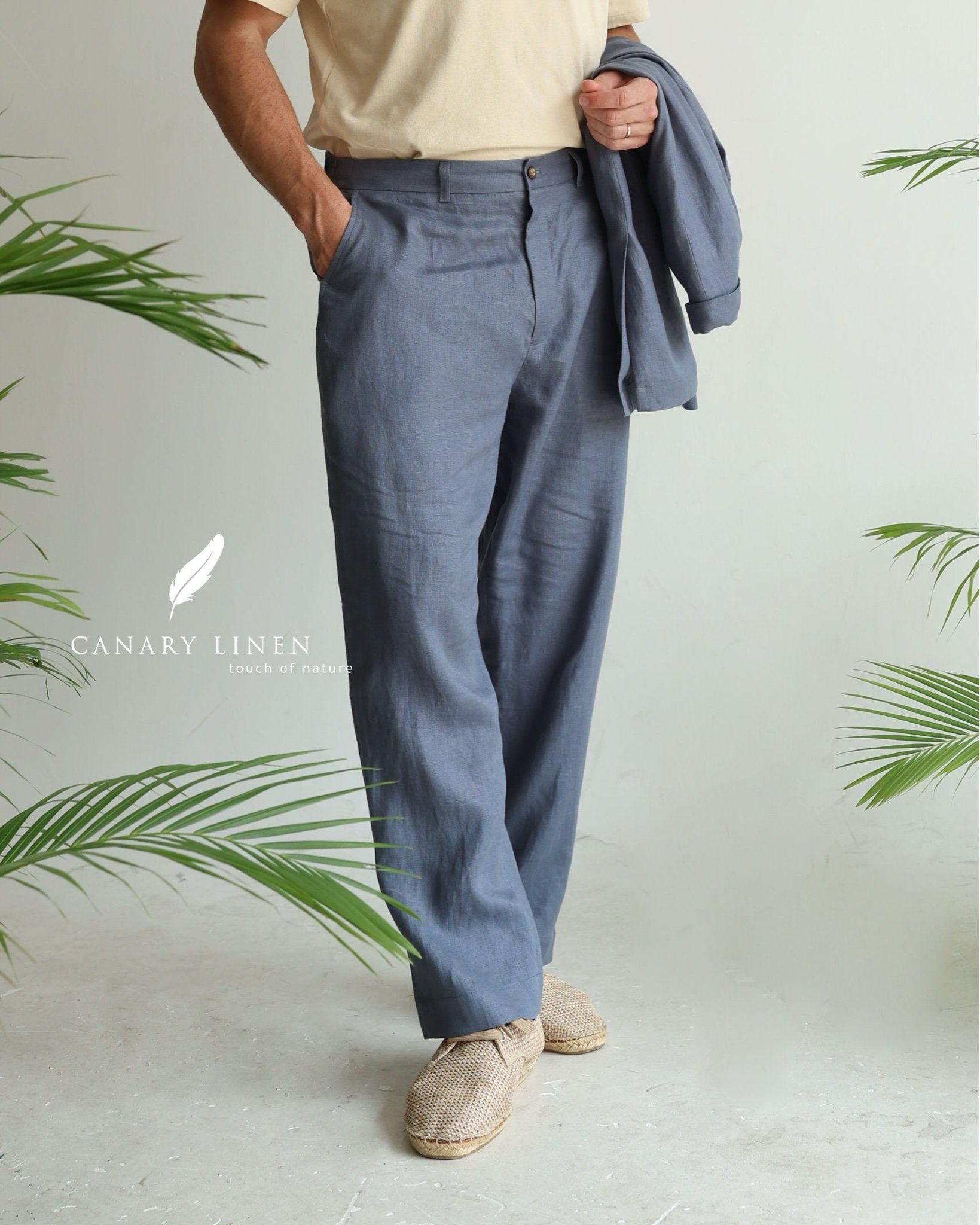  Men's Linen Stride Pants - Xám Chì 