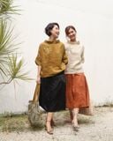 Áo cổ lọ thêu ngực - Xanh Vàng Olive 