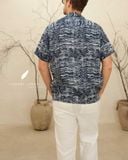  Áo sơ mi cổ danton tay ngắn - Sóng navy 