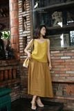  Chân váy chữ A thun sau - Vàng dưa cải 