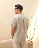  Áo cổ nẹp gài nút tay ngắn - Muối tiêu 