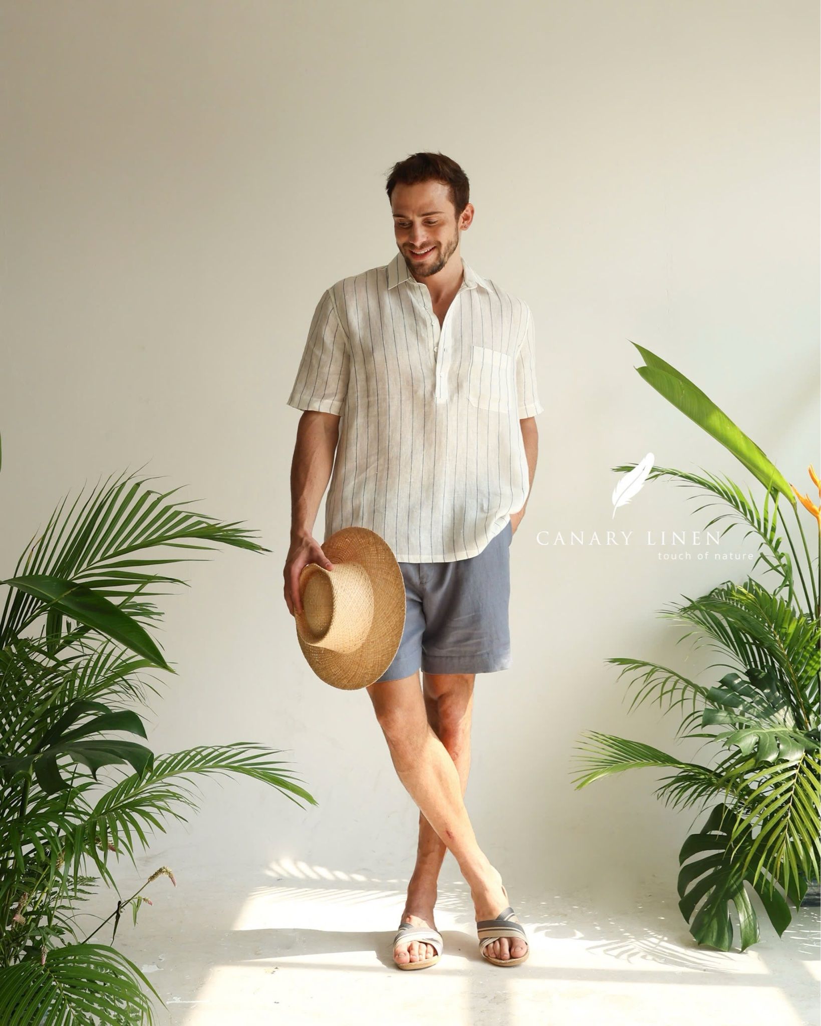  Short-Sleeve Polo Shirt - Trắng sọc 