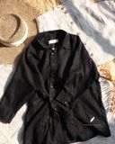  Áo sơ mi nút cài eo - Đen 