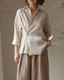  Tie Shirt - Kem sọc - Freesize 