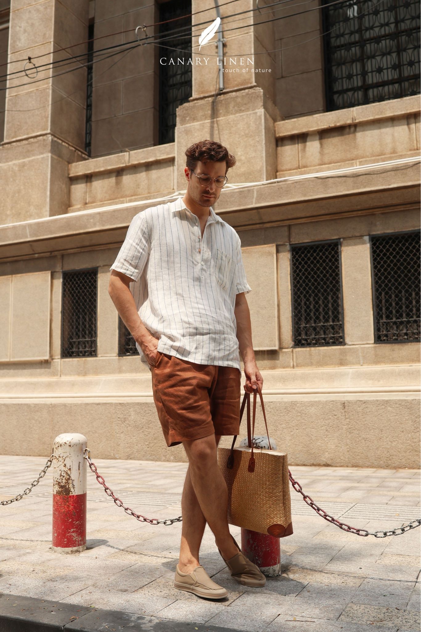  Short-Sleeve Polo Shirt - Trắng sọc 