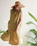  Pleat Dress - Xanh olive 