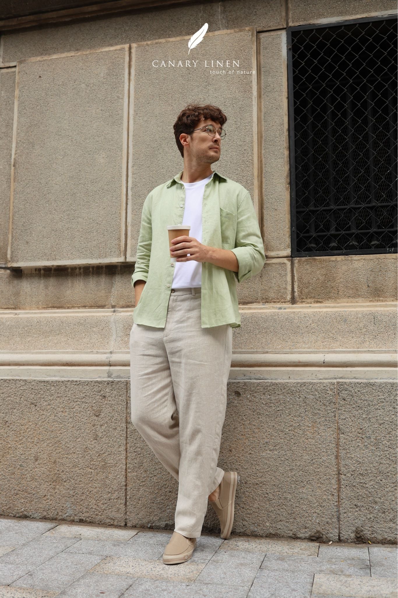  Men's Linen Stride Pants - Muối tiêu 