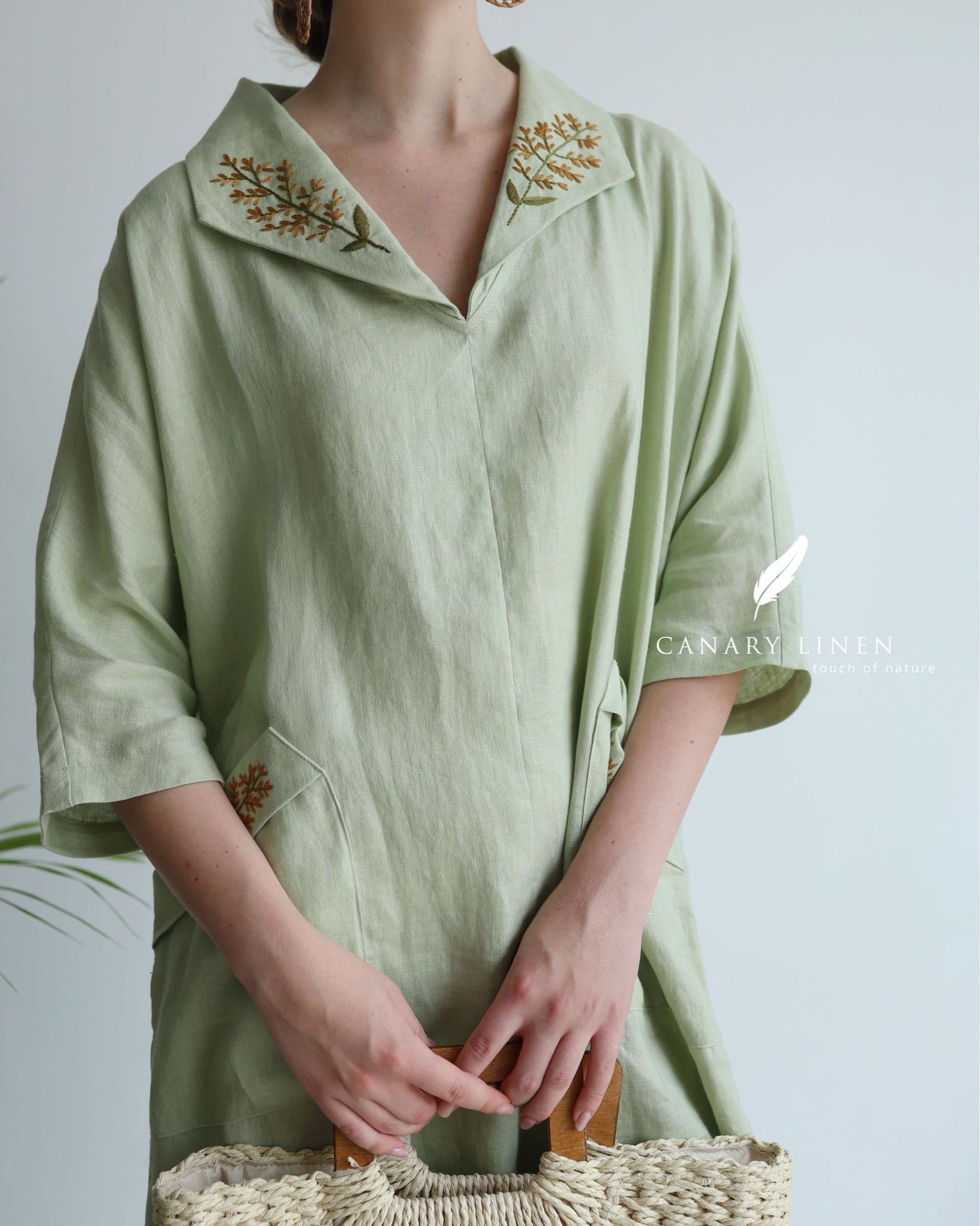  Collar Dress - Xanh đậu 