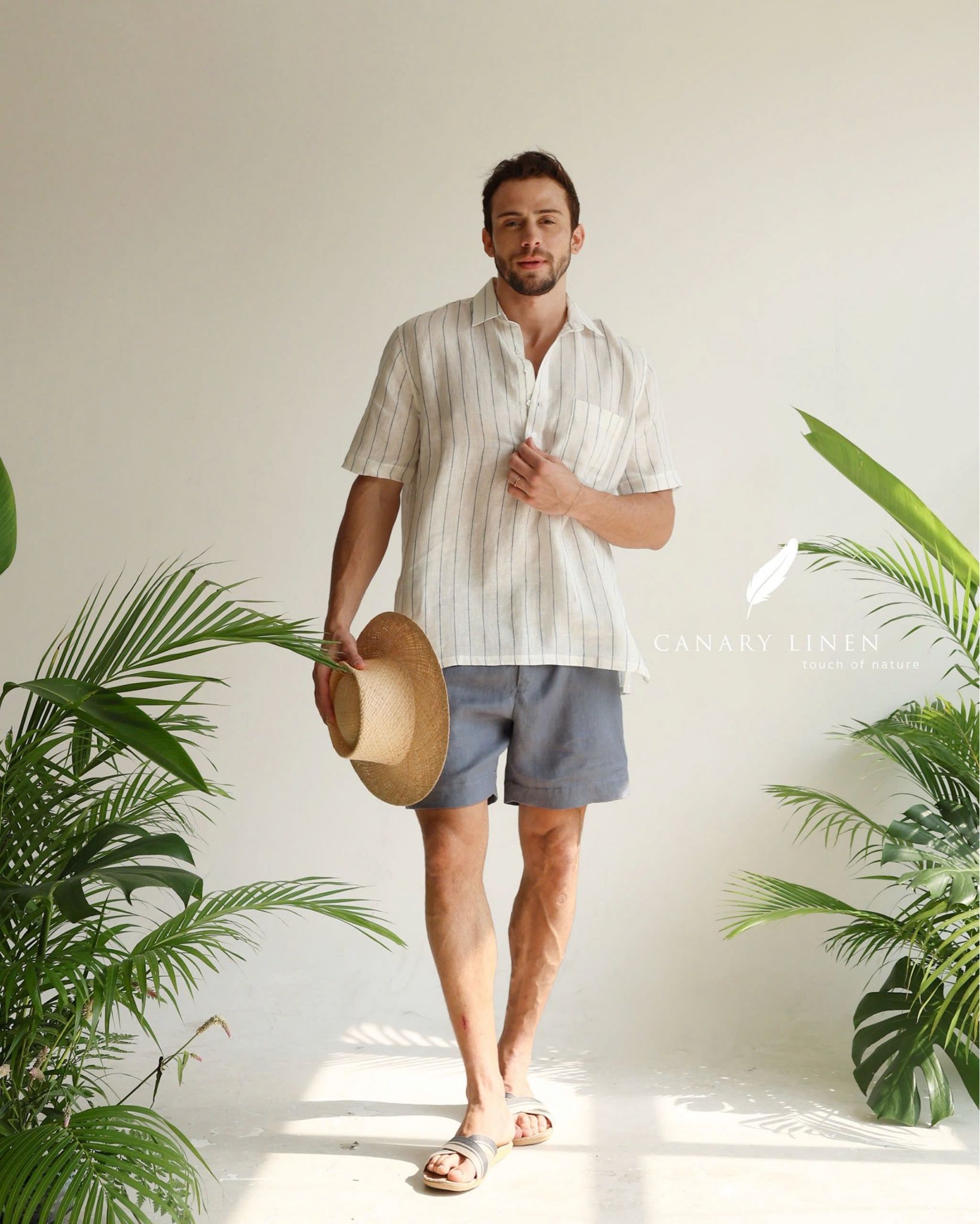  Short-Sleeve Polo Shirt - Trắng sọc 