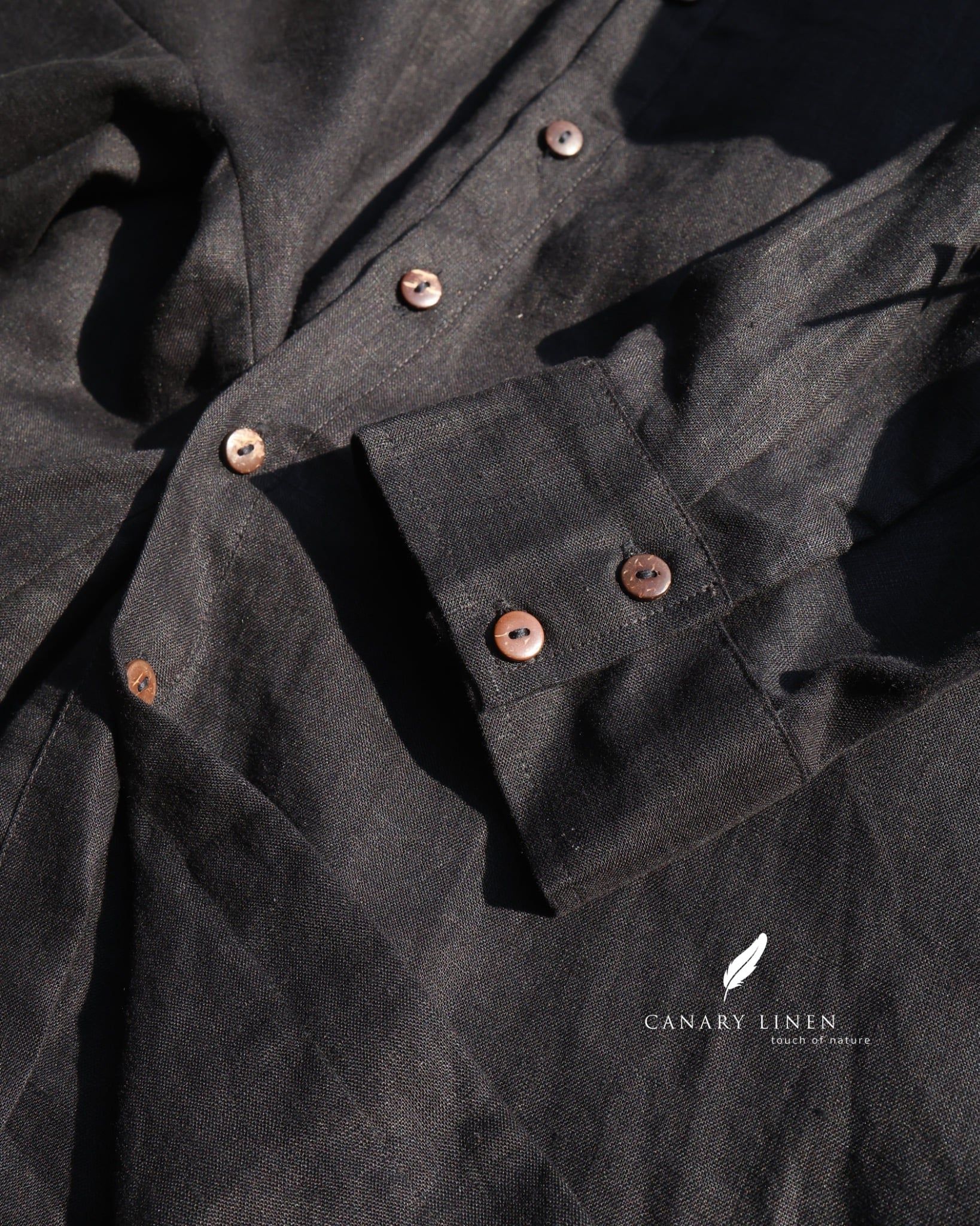  Áo sơ mi nút cài eo - Đen 