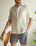 Short-Sleeve Polo Shirt - Trắng sọc 