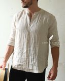  Áo sơ mi cổ trụ - Muối tiêu 