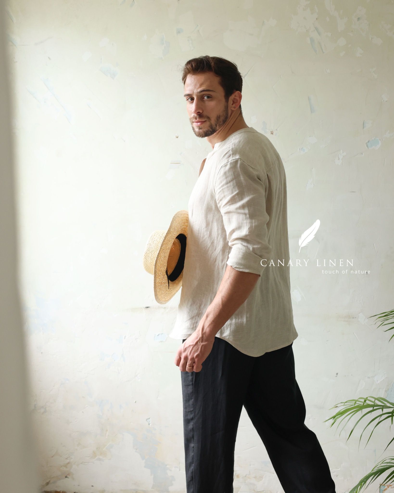  Áo sơ mi cổ trụ - Muối tiêu 