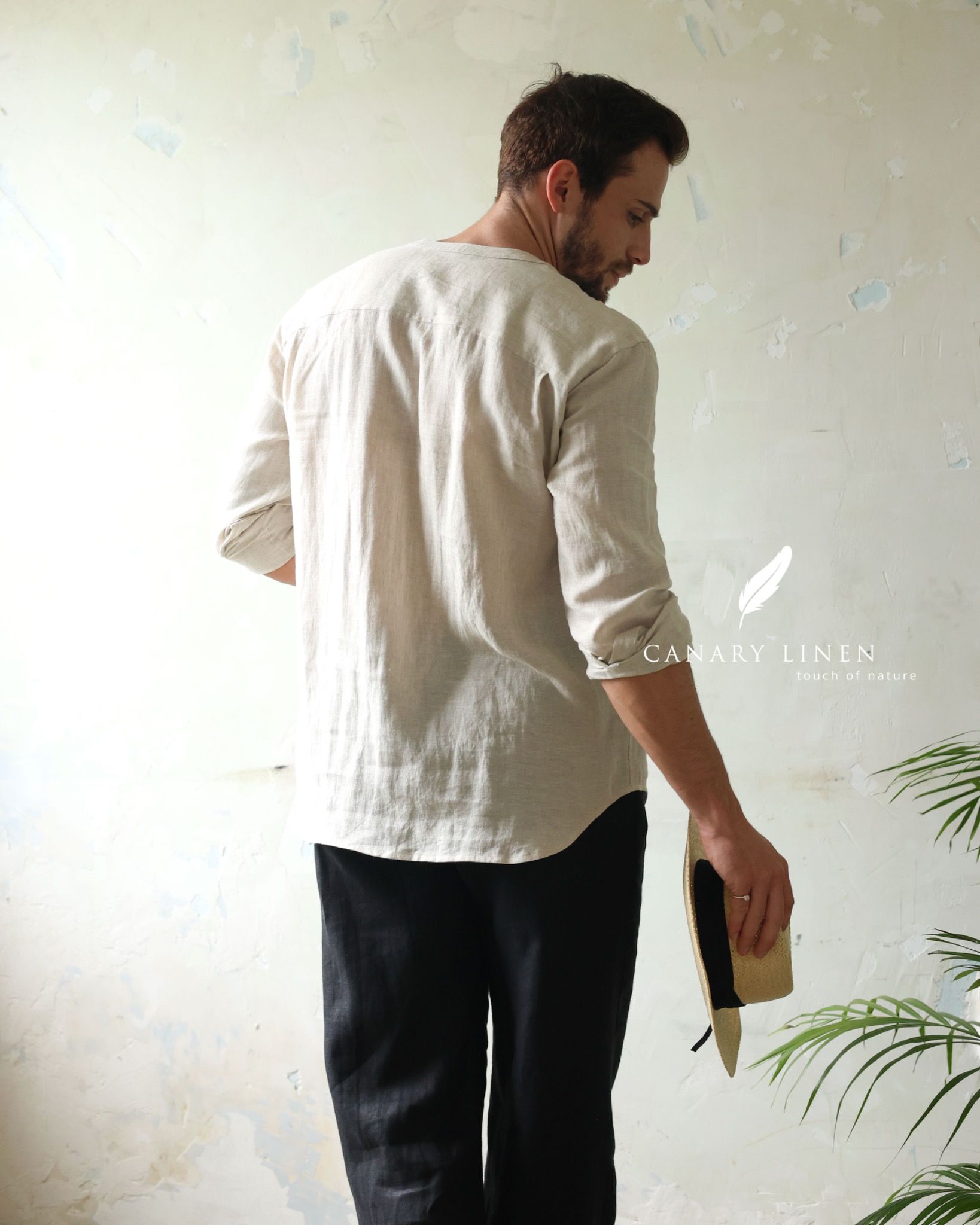  Áo sơ mi cổ trụ - Muối tiêu 