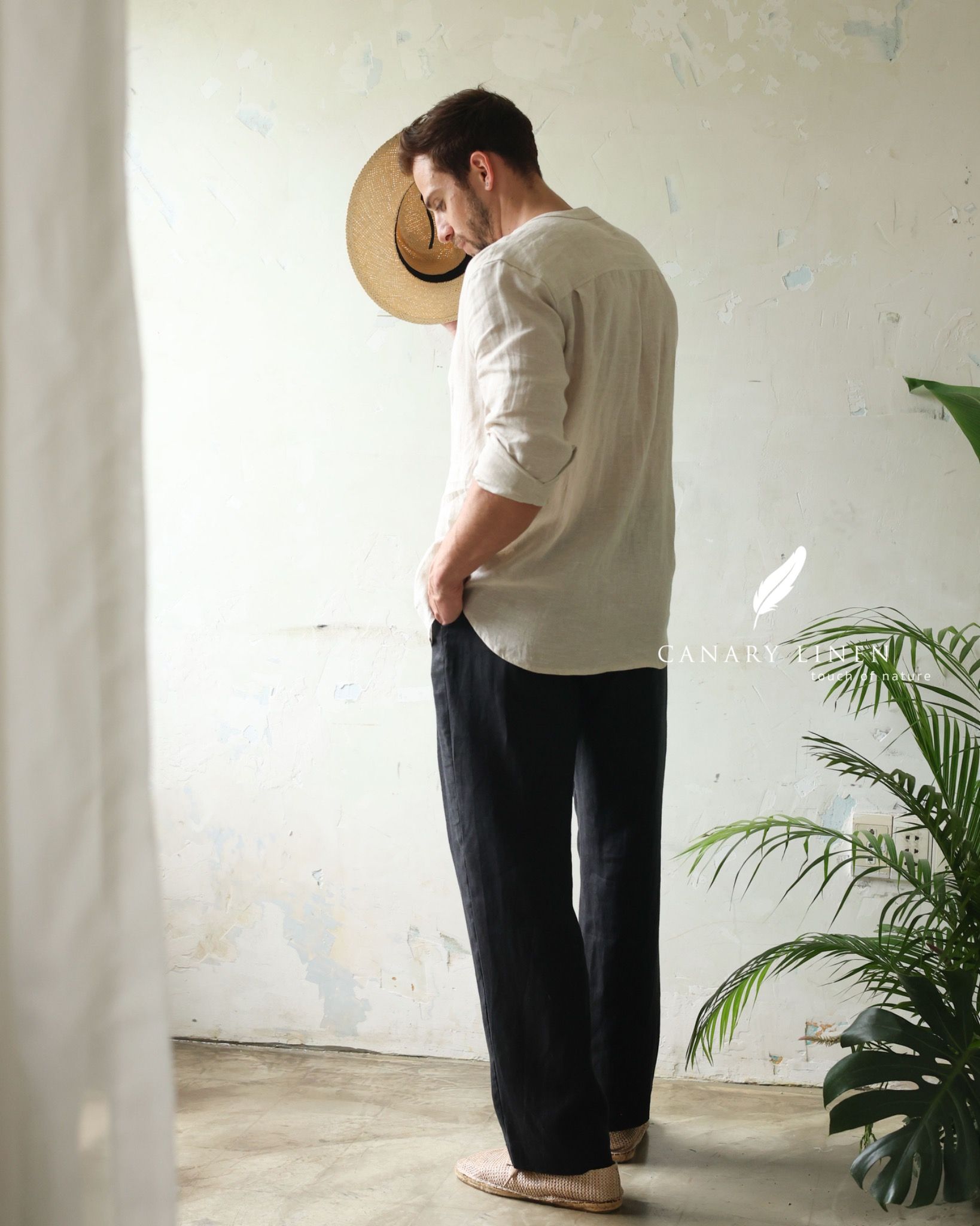  Áo sơ mi cổ trụ - Muối tiêu 