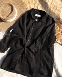  Áo sơ mi nút cài eo - Đen 