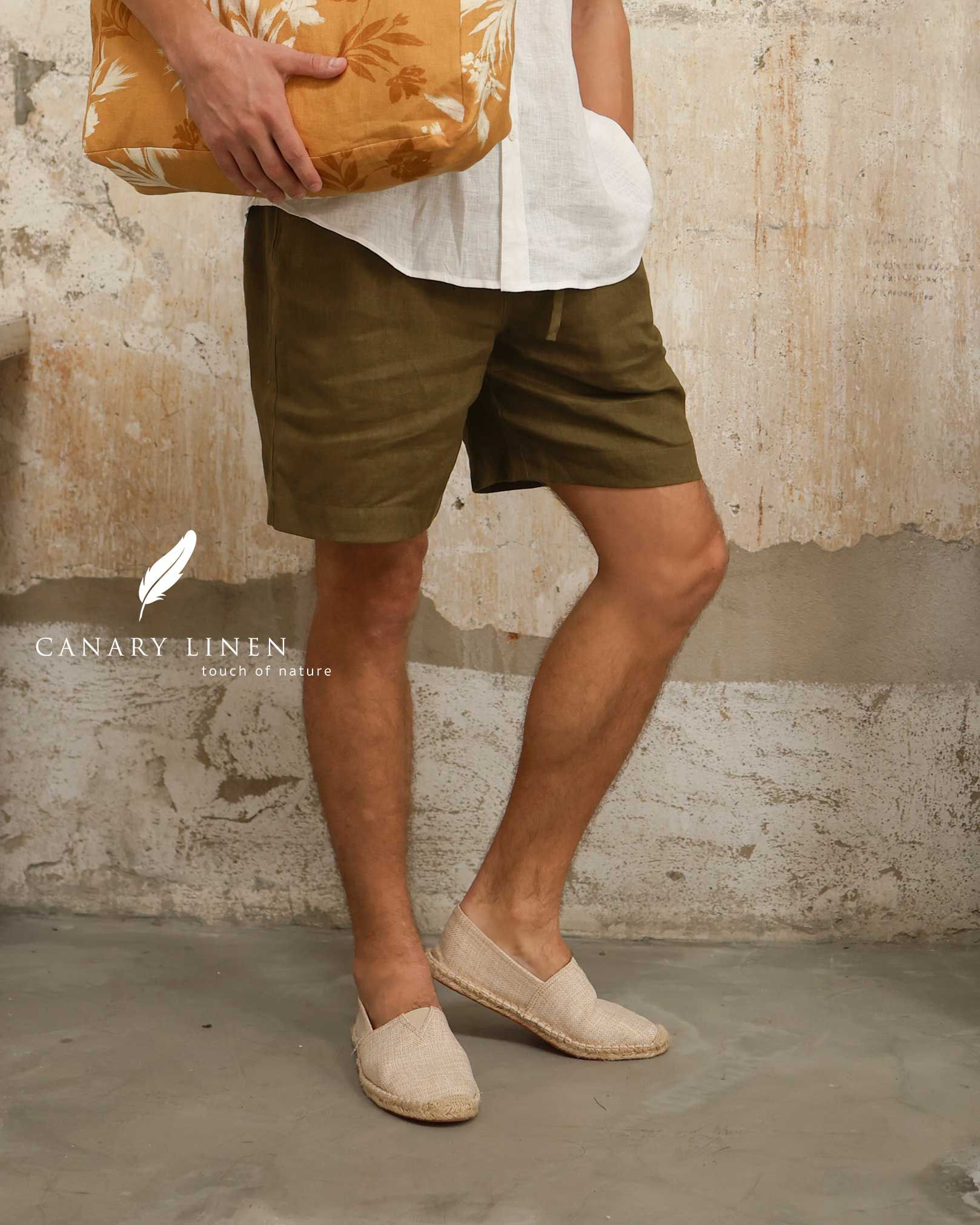  NAM - Quần shorts lưng thun cơ bản - Xanh olive 