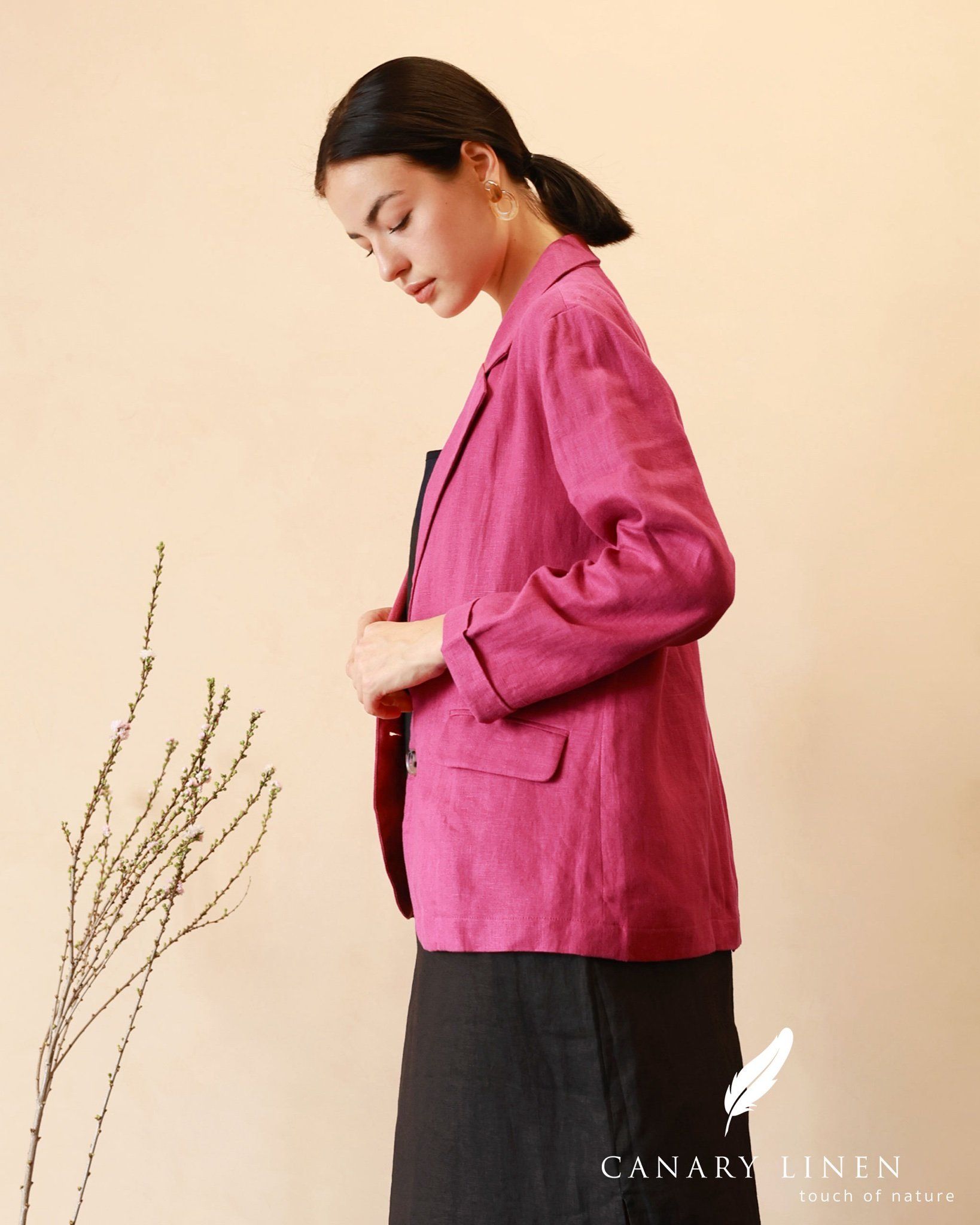  Áo blazer 2 nút - Tím hồng 