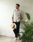  Áo sơ mi cổ trụ - Muối tiêu 