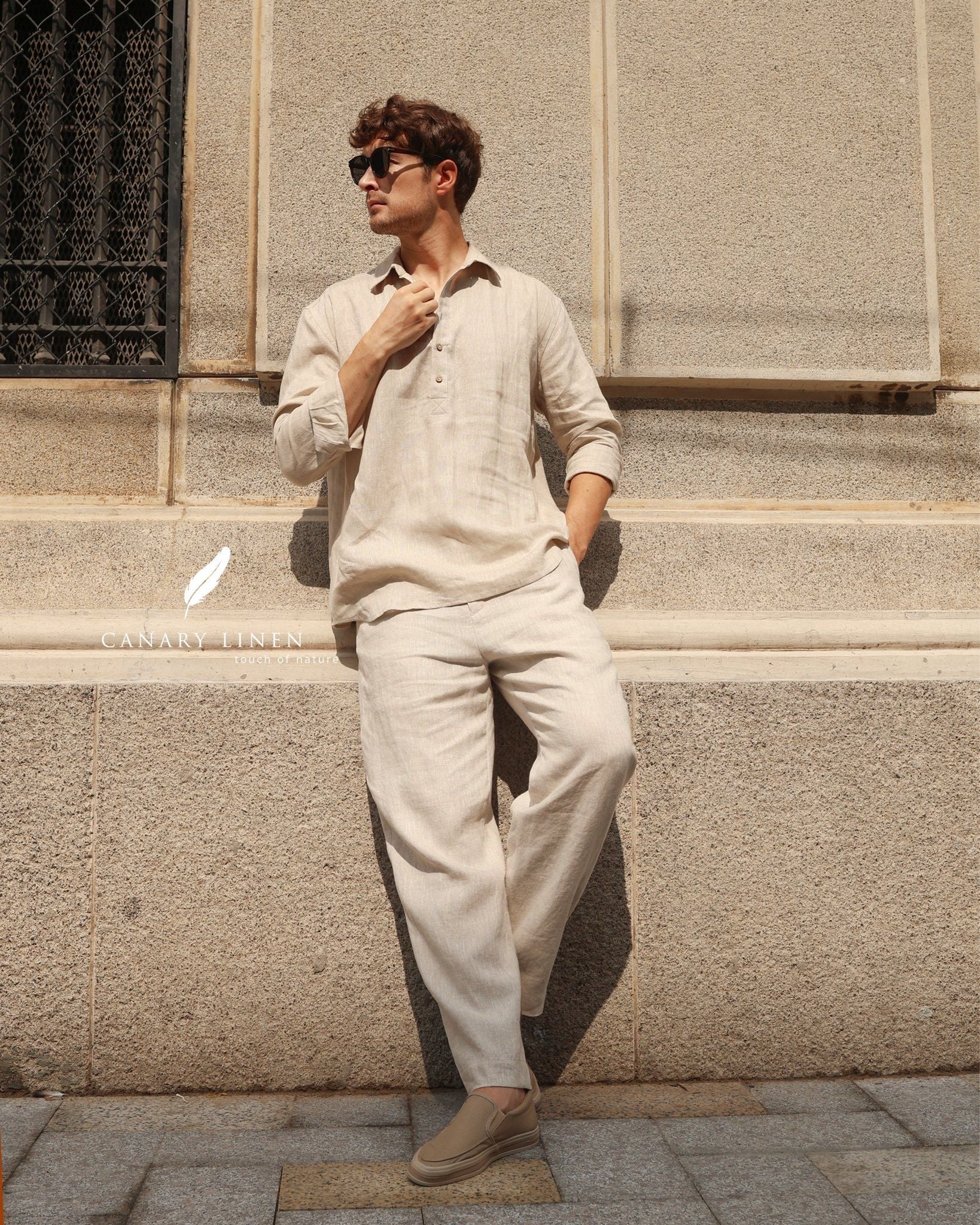  Men's Linen Stride Pants - Muối tiêu 