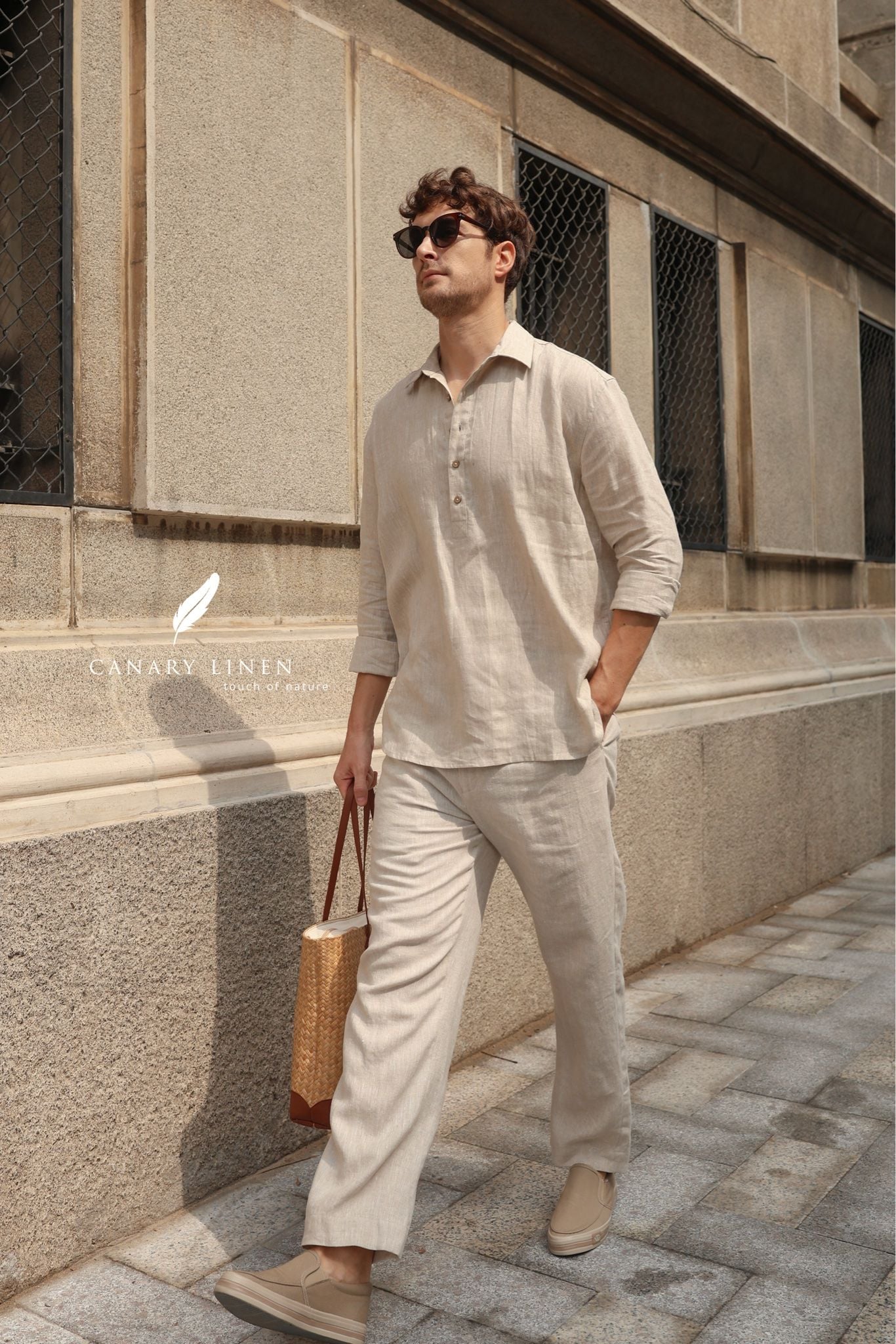  Men's Linen Stride Pants - Muối tiêu 
