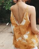  Sola Top - Hoa trắng nền vàng 