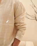  Áo cổ nẹp V tay dài - Be Kem 